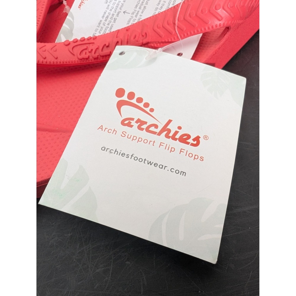 Archies Arch Support Men 15 Flip Flops Coral Red Orthotic Sandals NEW Recovery - Picture 2 of 12